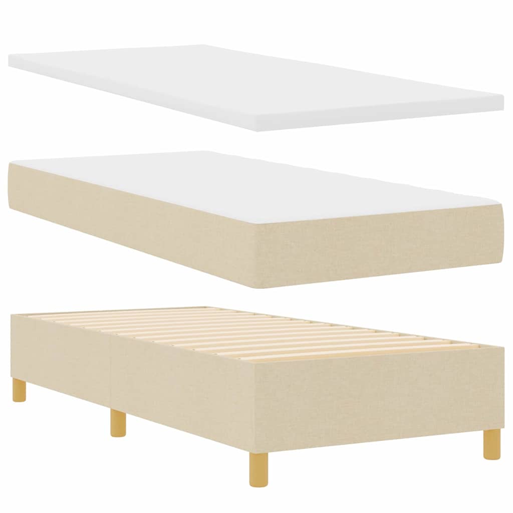 Boxspringbed met matras met hoofdeinde Crème 100 x 200 cm Stof is nu te koop bij PeponiXL, paradijselijk wonen!