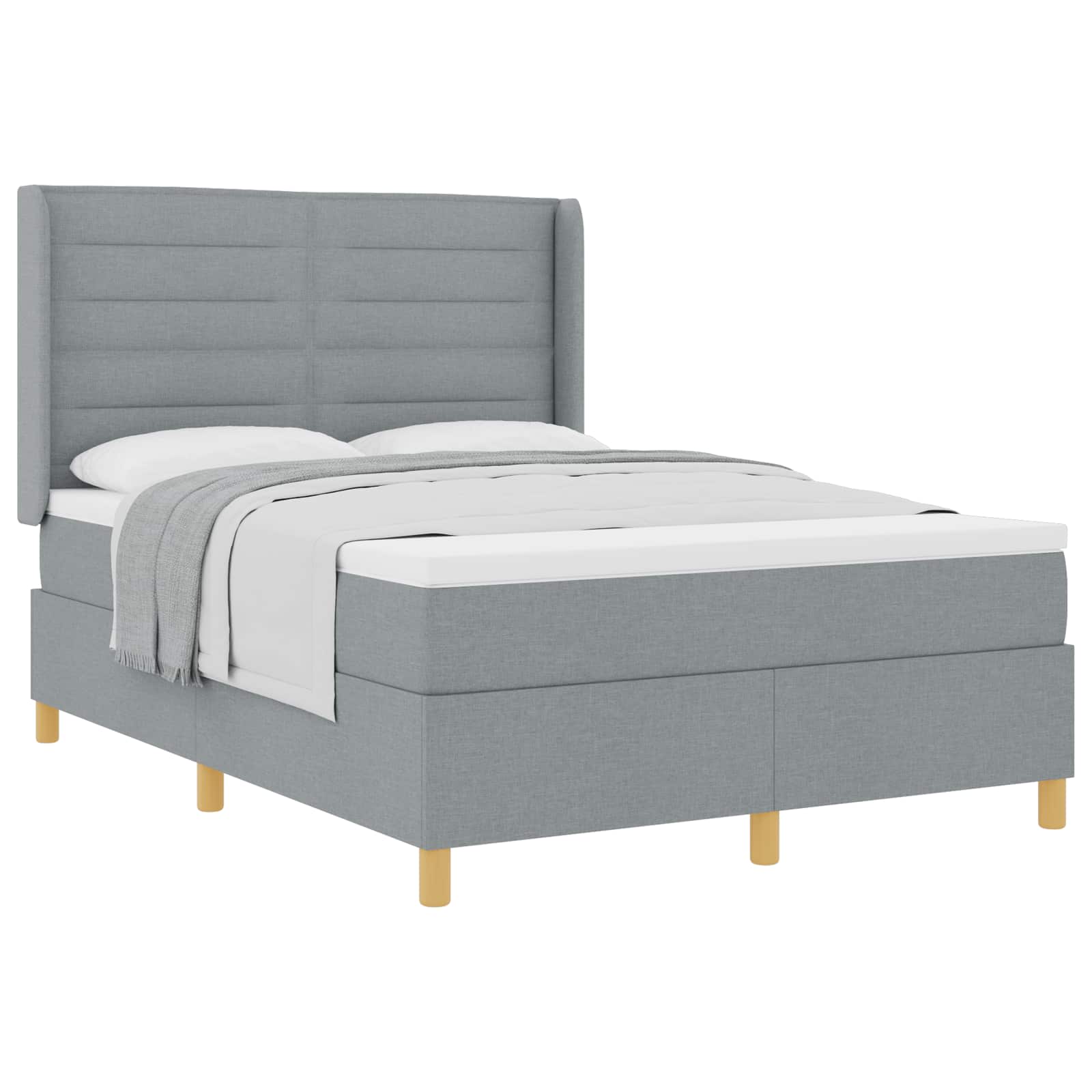 Boxspringbed met matras Lichtgrijs 140 x 190 cm Stof is nu te koop bij PeponiXL, paradijselijk wonen!
