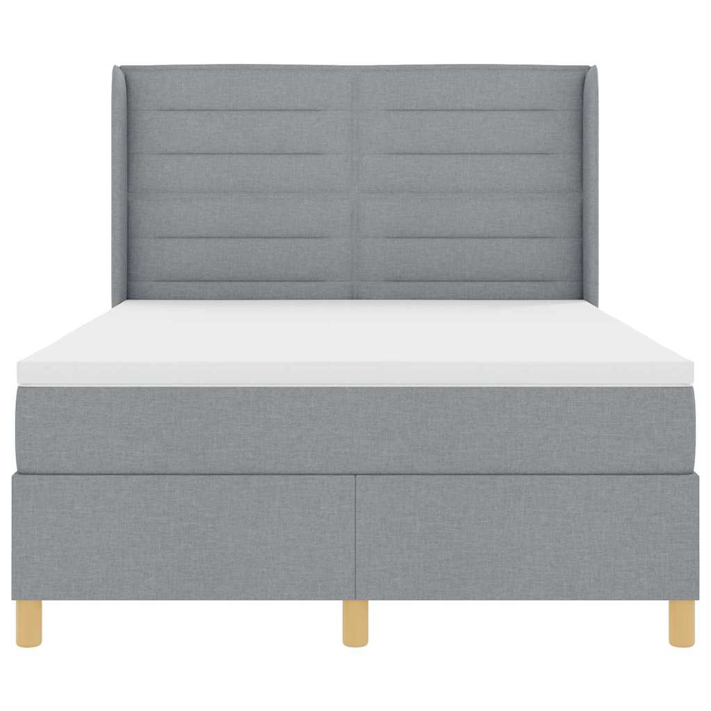 Boxspringbed met matras Lichtgrijs 140 x 190 cm Stof is nu te koop bij PeponiXL, paradijselijk wonen!