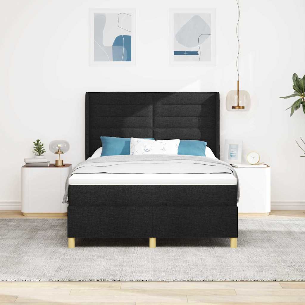 Boxspringbed met matras met hoofdeinde Zwart 140 x 190 cm Stof is nu te koop bij PeponiXL, paradijselijk wonen!