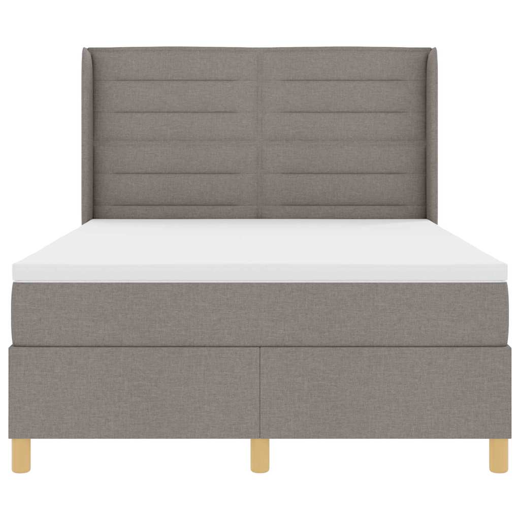Boxspringbed met matras met hoofdeinde Taupe 140 x 190 cm Stof is nu te koop bij PeponiXL, paradijselijk wonen!