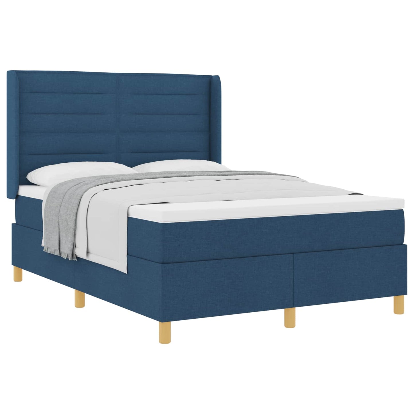 Boxspringbed met matras met hoofdeinde Blauw 140 x 190 cm Stof is nu te koop bij PeponiXL, paradijselijk wonen!