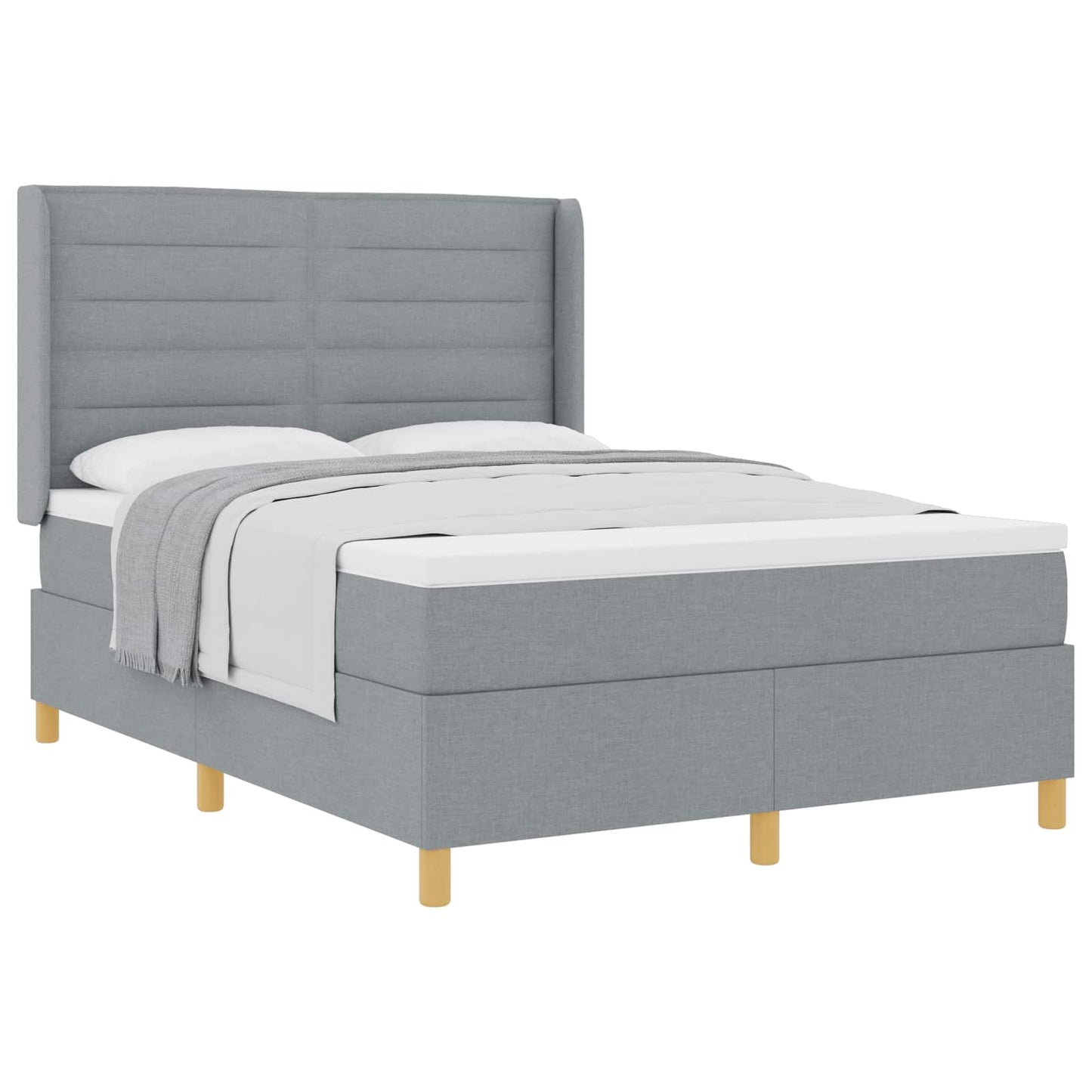 Boxspringbed met matras Lichtgrijs 140 x 200 cm Stof is nu te koop bij PeponiXL, paradijselijk wonen!