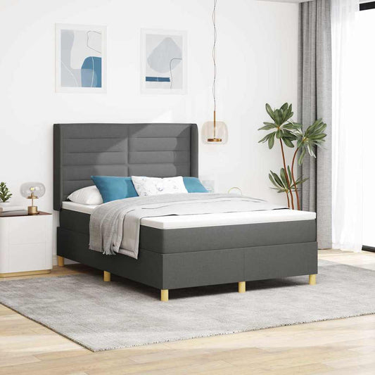 Boxspringbed met matras Donkergrijs 140 x 200 cm Stof is nu te koop bij PeponiXL, paradijselijk wonen!