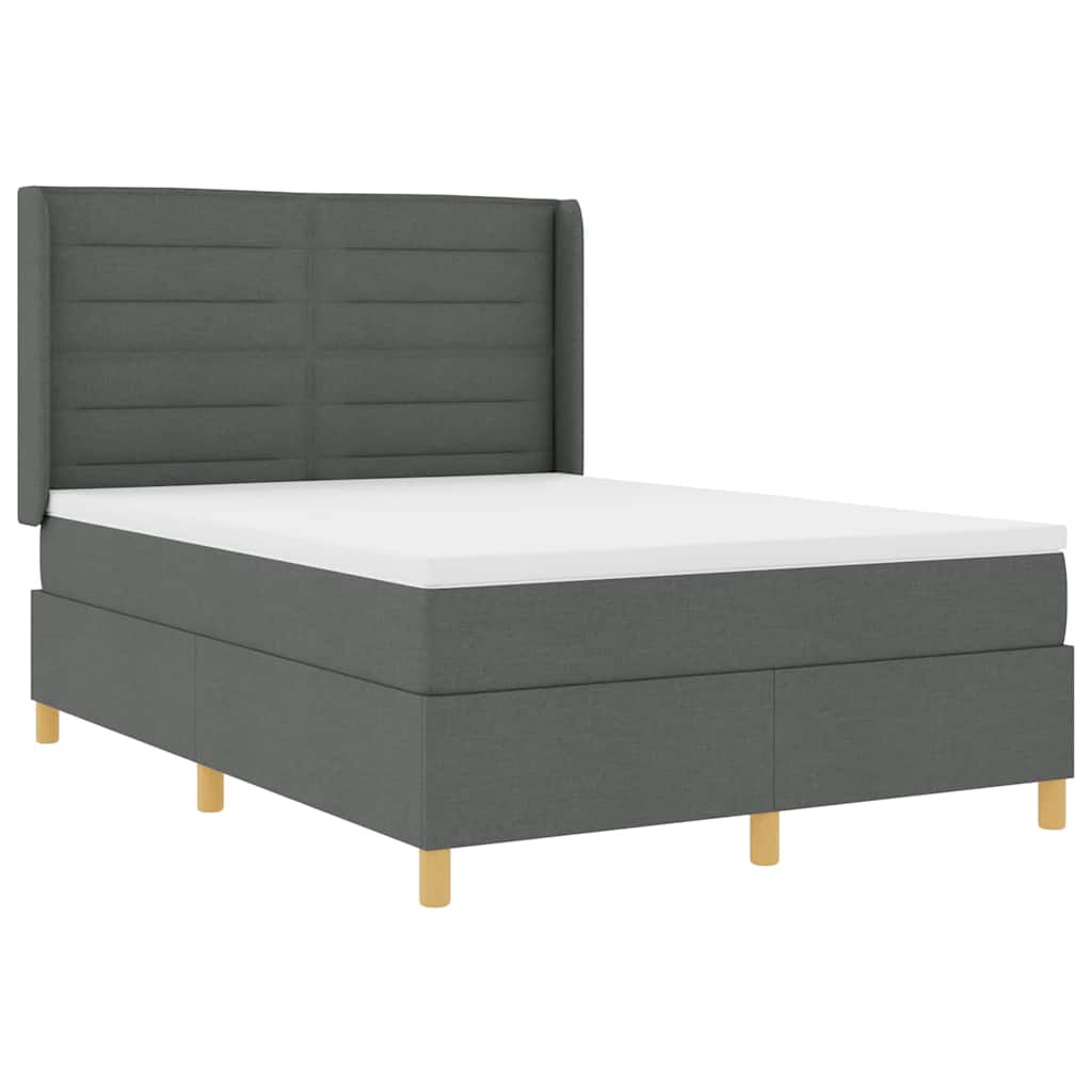 Boxspringbed met matras Donkergrijs 140 x 200 cm Stof is nu te koop bij PeponiXL, paradijselijk wonen!