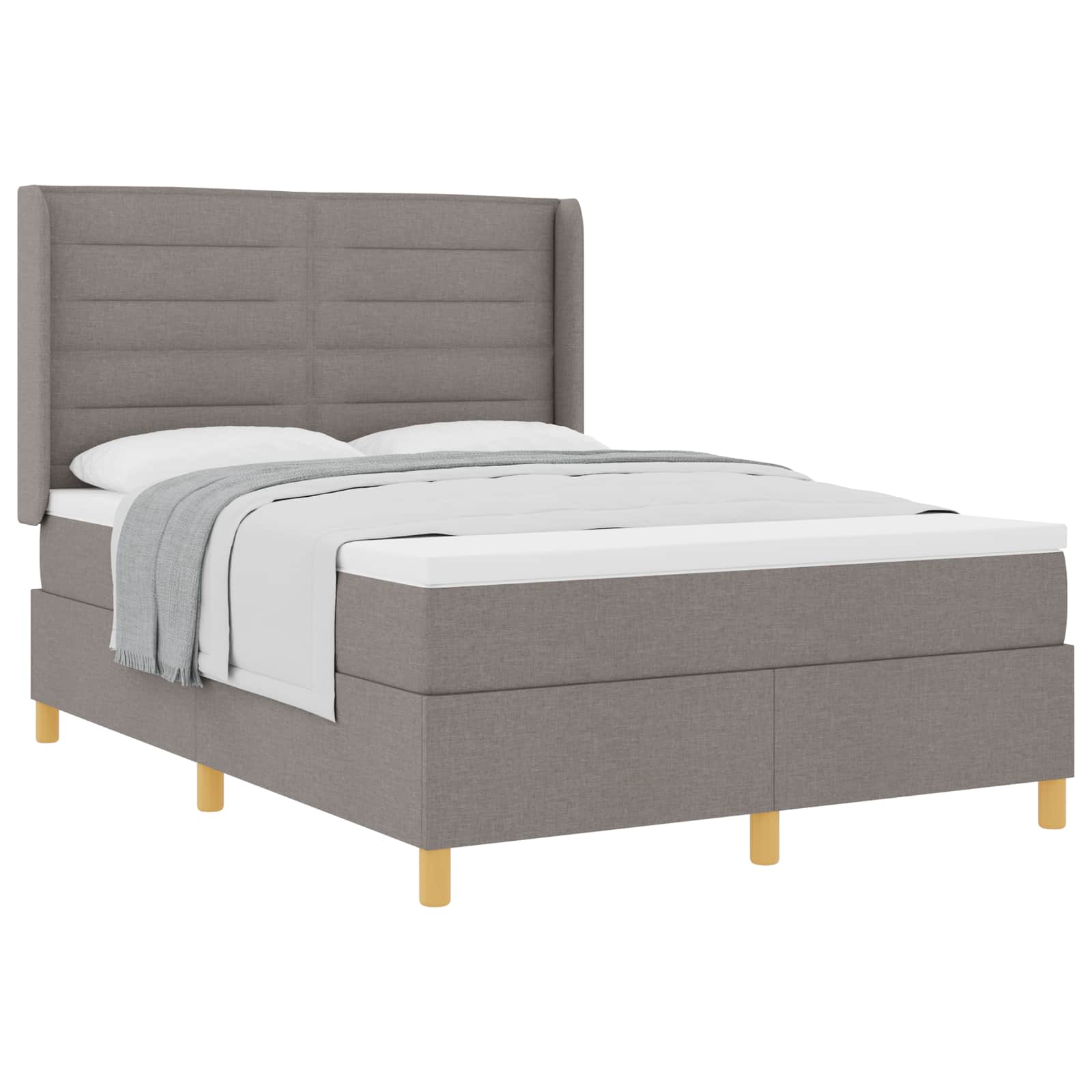 Boxspringbed met matras met hoofdeinde Taupe 140 x 200 cm Stof is nu te koop bij PeponiXL, paradijselijk wonen!