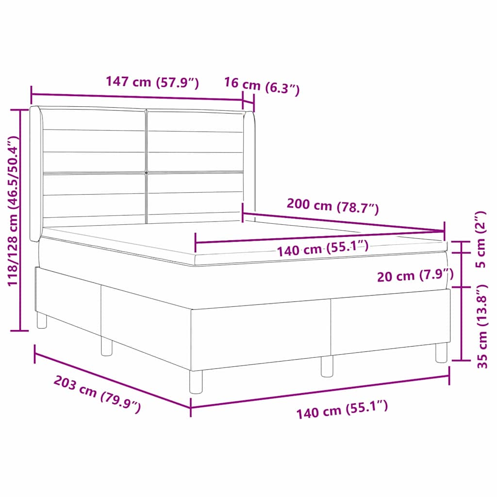 Boxspringbed met matras met hoofdeinde Blauw 140 x 200 cm Stof is nu te koop bij PeponiXL, paradijselijk wonen!
