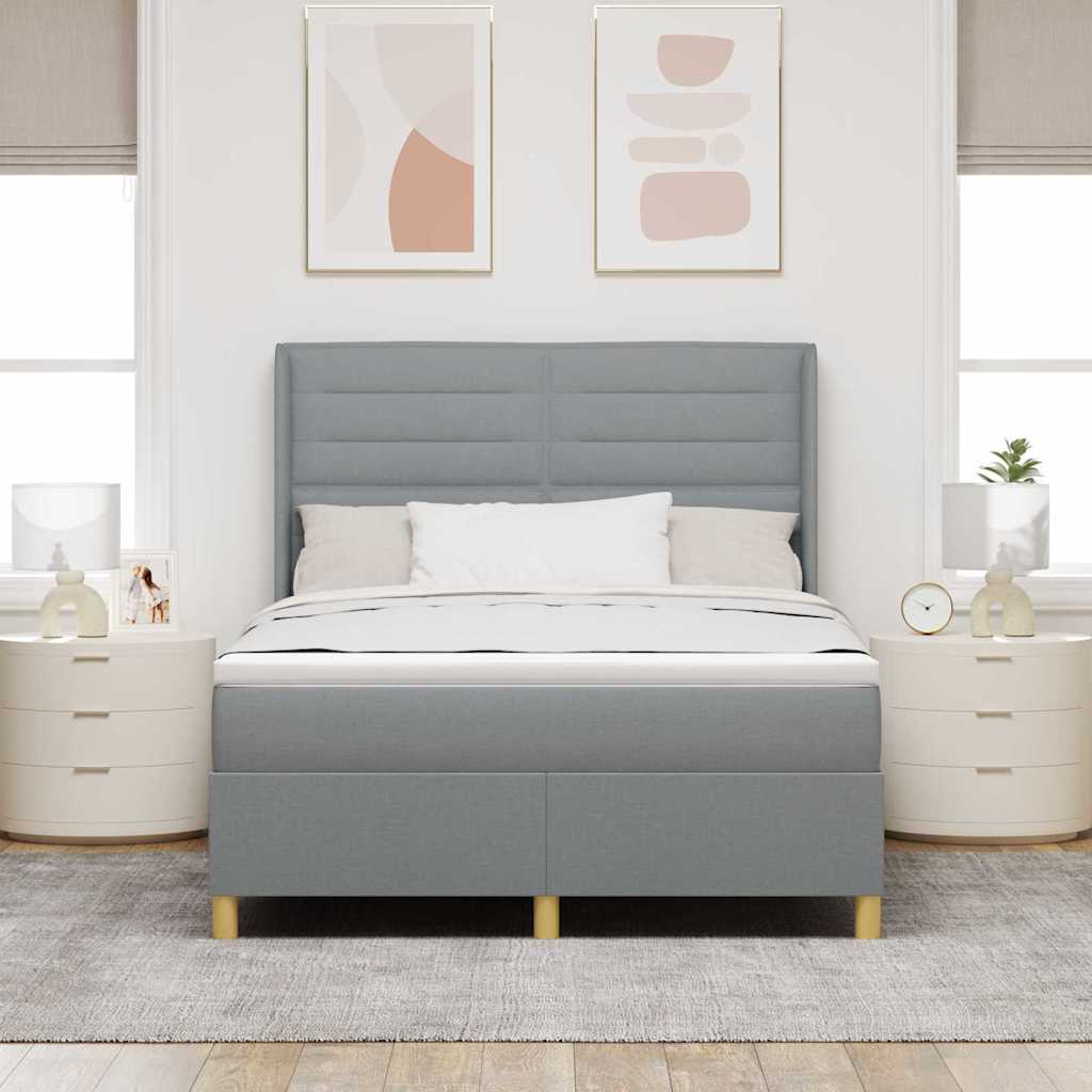 Boxspringbed met matras Lichtgrijs 160 x 200 cm Stof is nu te koop bij PeponiXL, paradijselijk wonen!