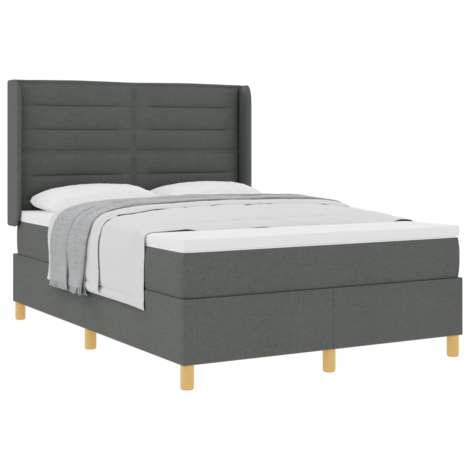 Boxspringbed met matras Donkergrijs 160 x 200 cm Stof is nu te koop bij PeponiXL, paradijselijk wonen!