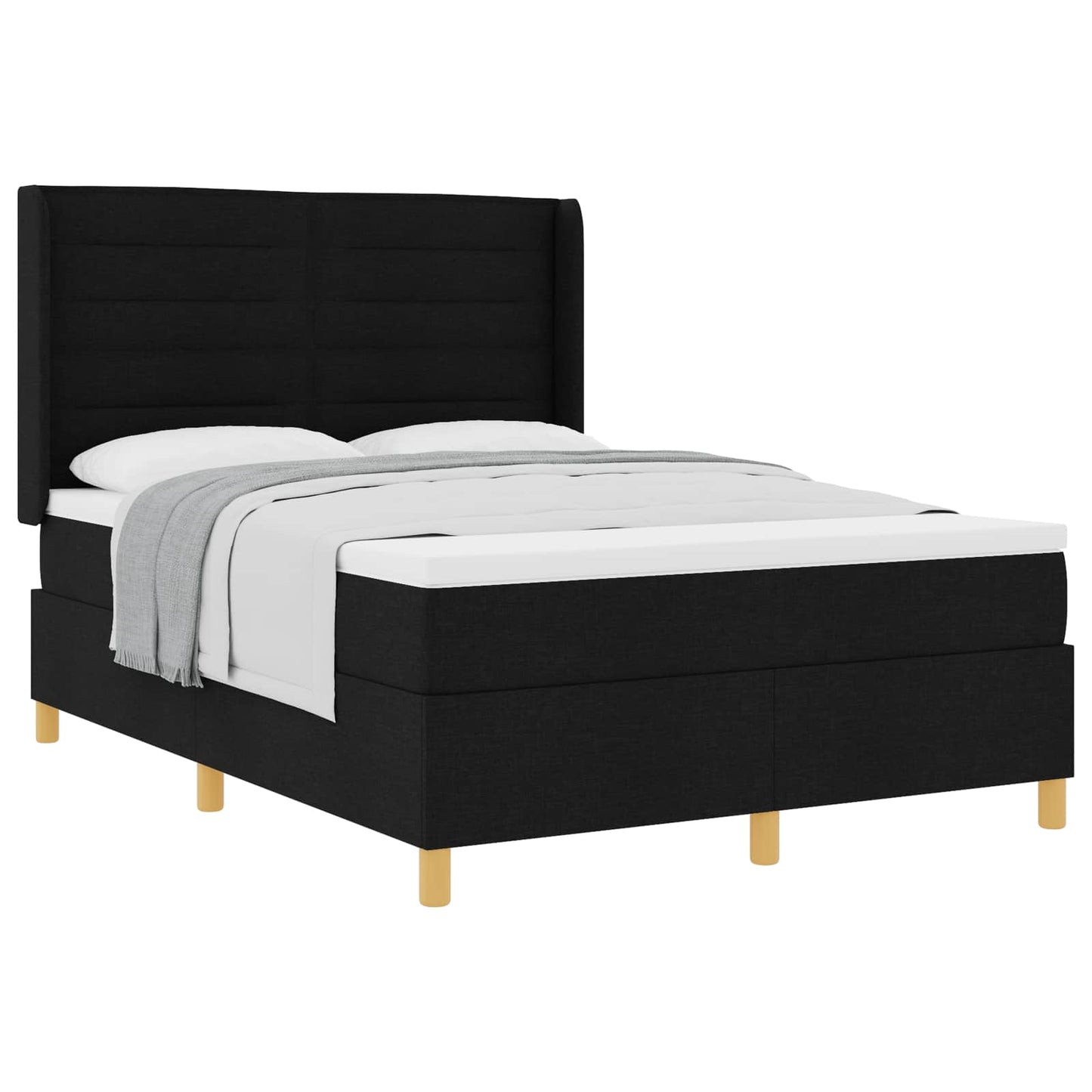 Boxspringbed met matras met hoofdeinde Zwart 160 x 200 cm Stof is nu te koop bij PeponiXL, paradijselijk wonen!