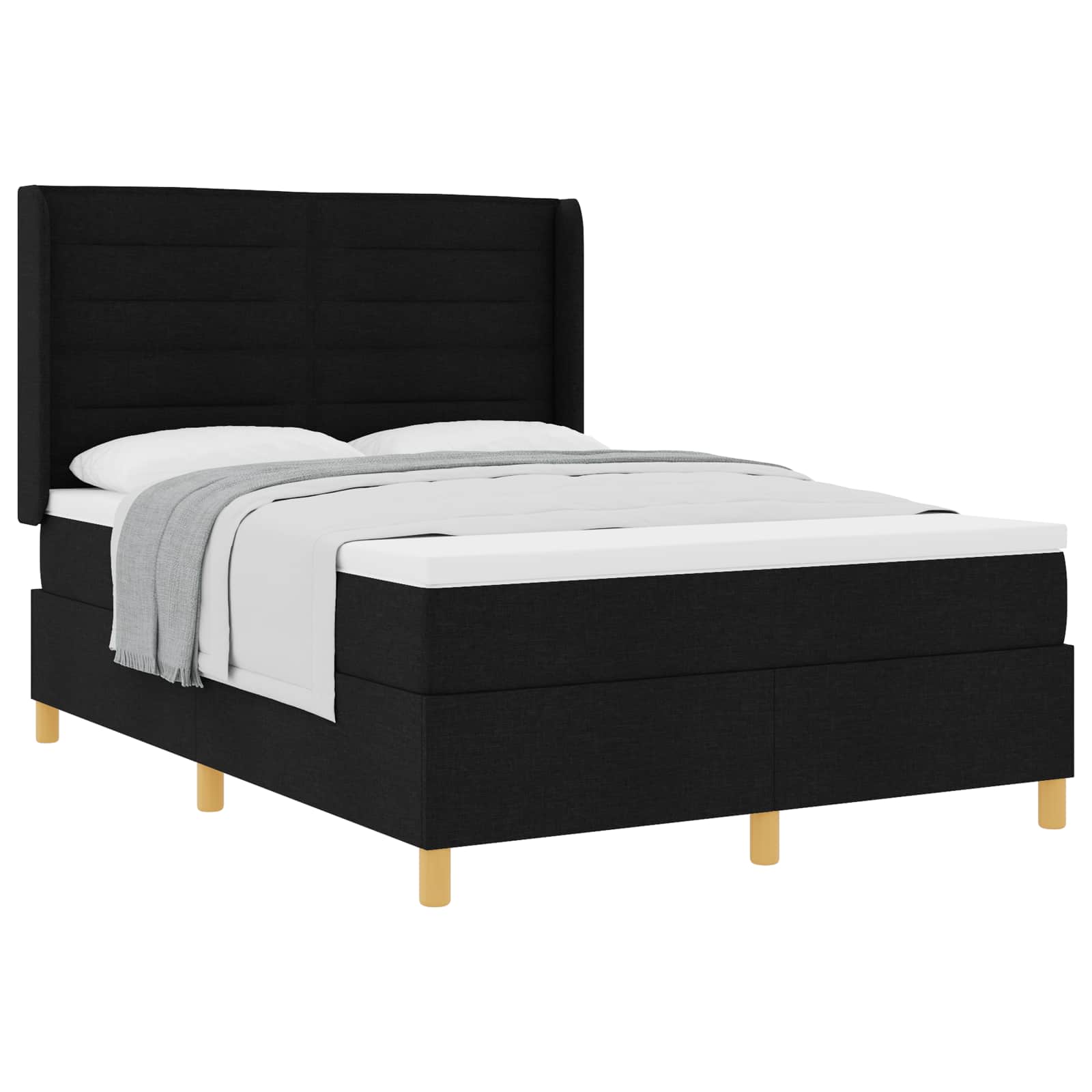 Boxspringbed met matras met hoofdeinde Zwart 160 x 200 cm Stof is nu te koop bij PeponiXL, paradijselijk wonen!