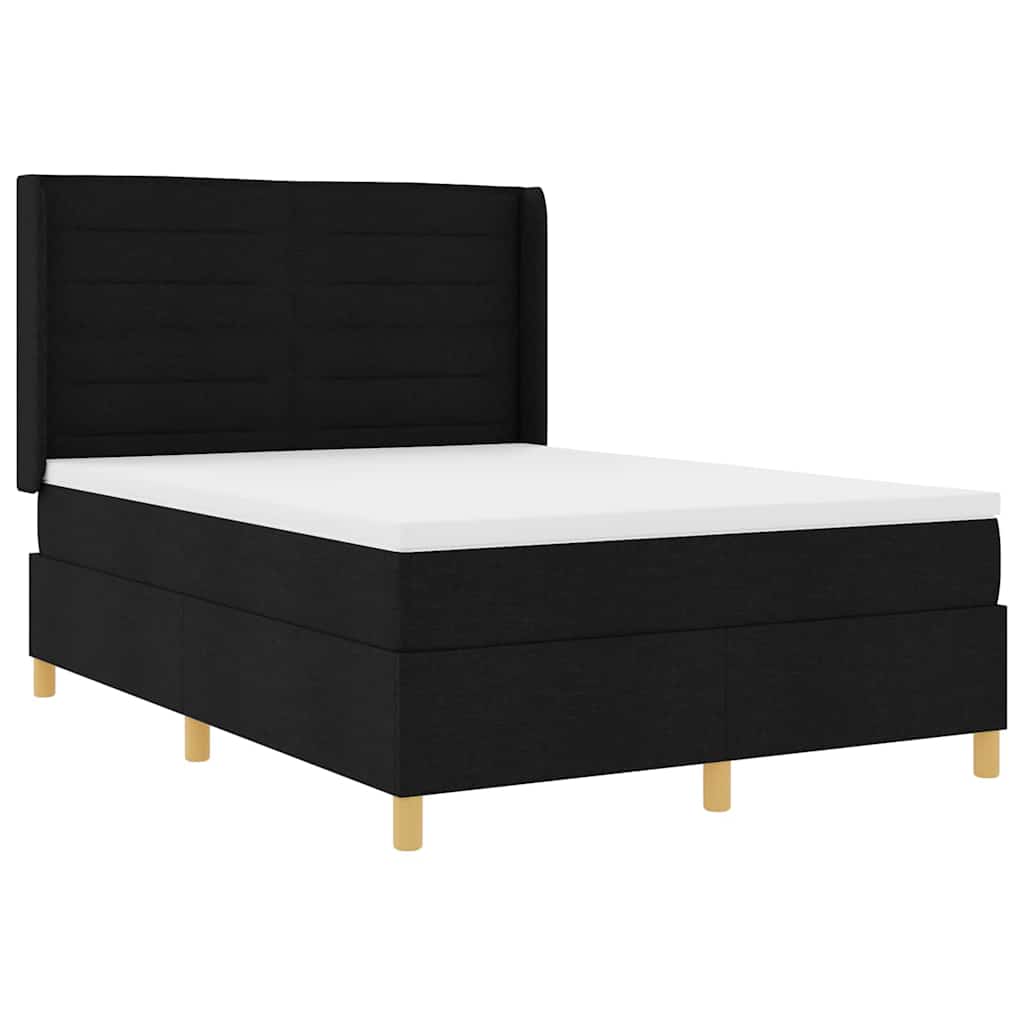 Boxspringbed met matras met hoofdeinde Zwart 160 x 200 cm Stof is nu te koop bij PeponiXL, paradijselijk wonen!