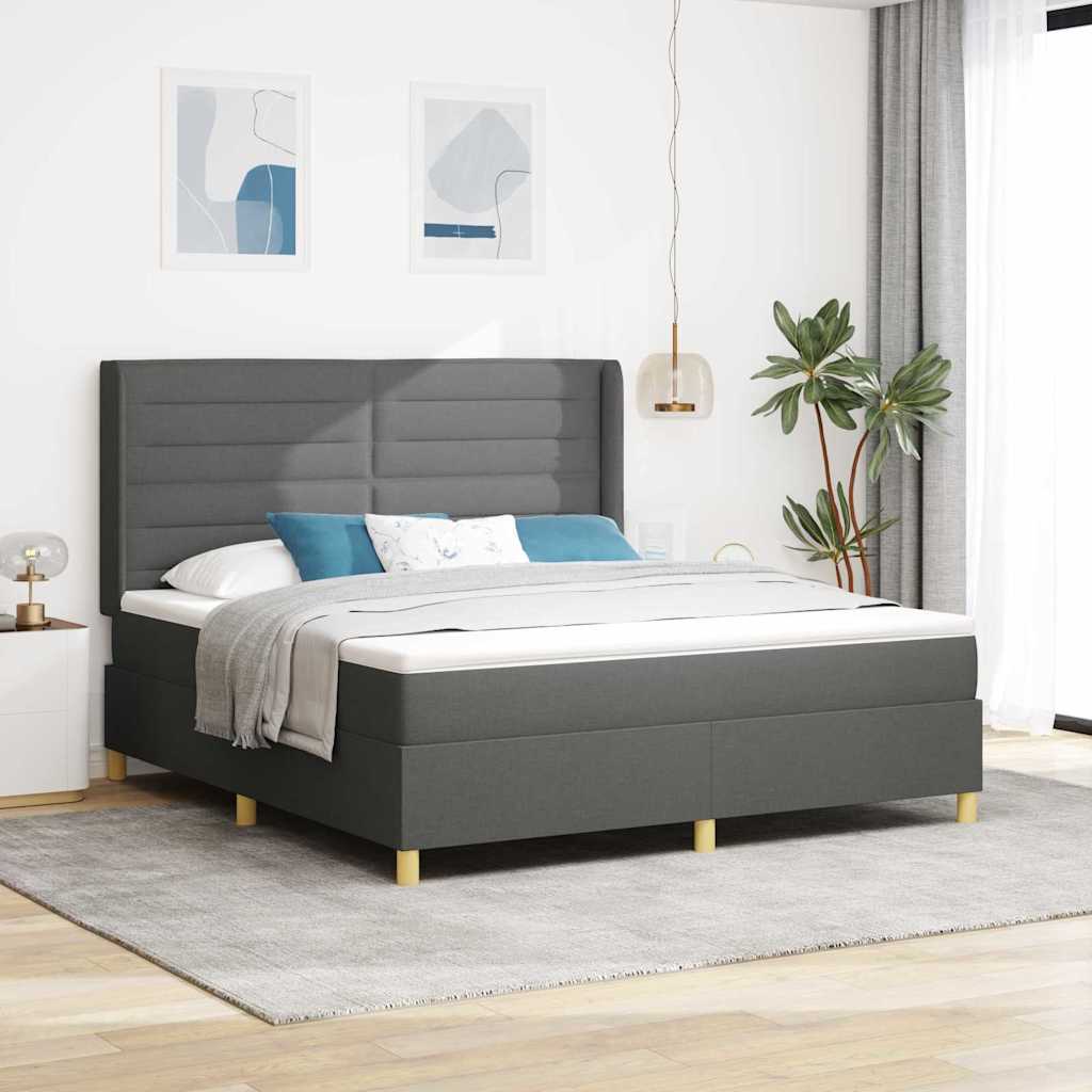 Boxspringbed met matras Donkergrijs 180 x 200 cm Stof is nu te koop bij PeponiXL, paradijselijk wonen!
