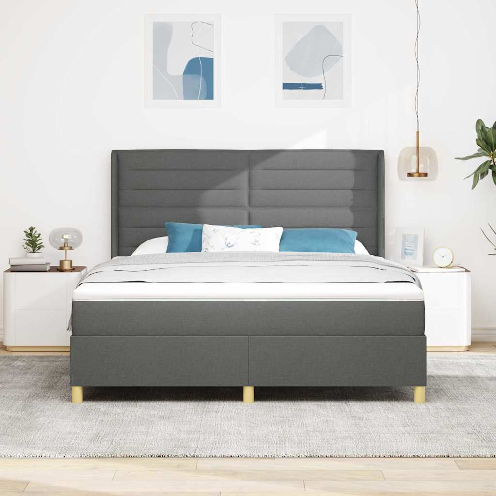 Boxspringbed met matras Donkergrijs 180 x 200 cm Stof is nu te koop bij PeponiXL, paradijselijk wonen!