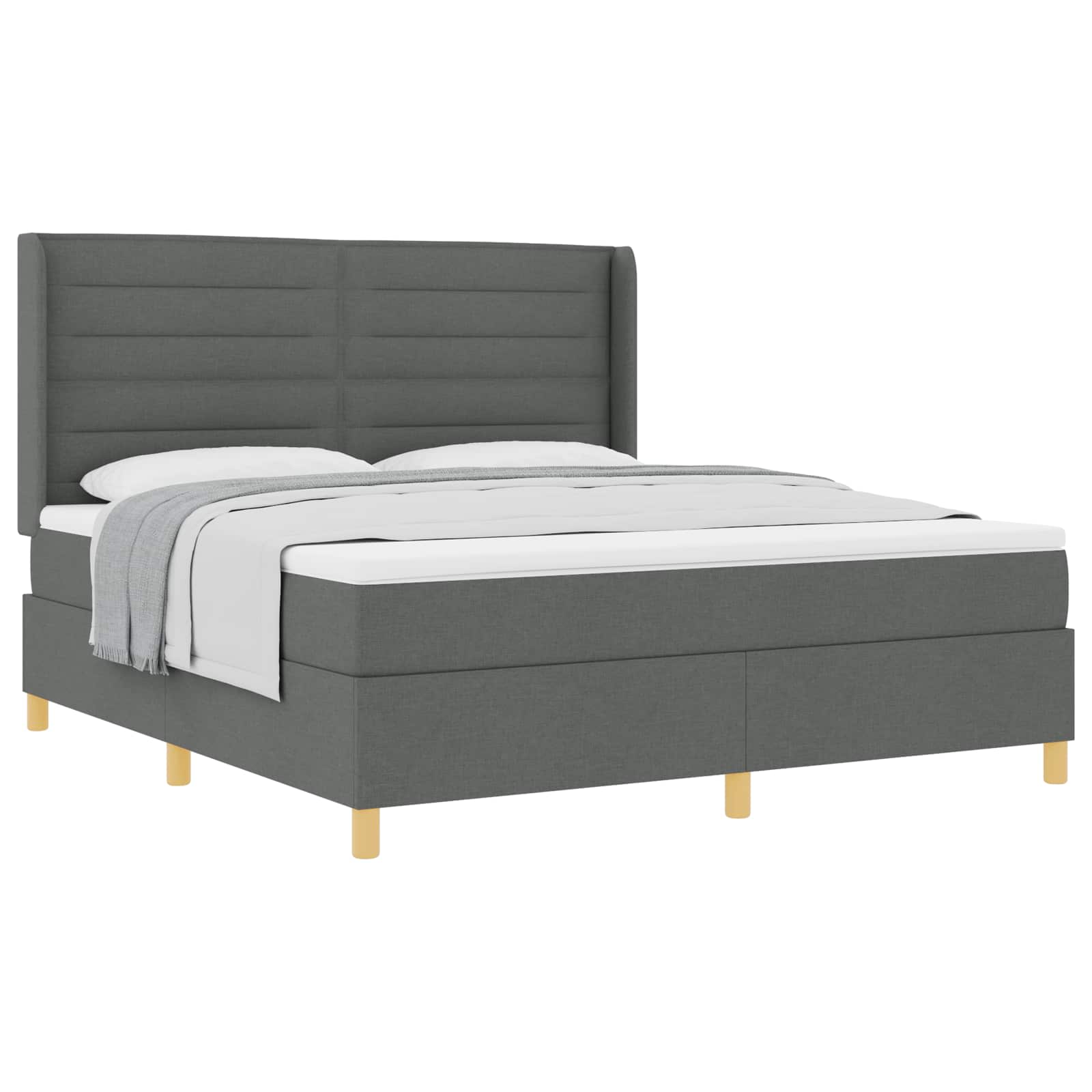 Boxspringbed met matras Donkergrijs 180 x 200 cm Stof is nu te koop bij PeponiXL, paradijselijk wonen!