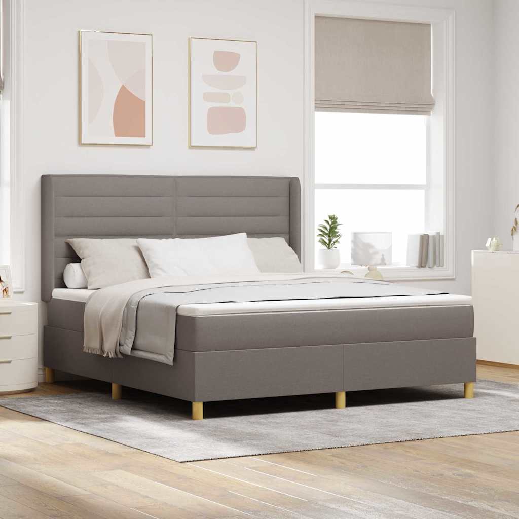 Boxspringbed met matras met hoofdeinde Taupe 180 x 200 cm Stof