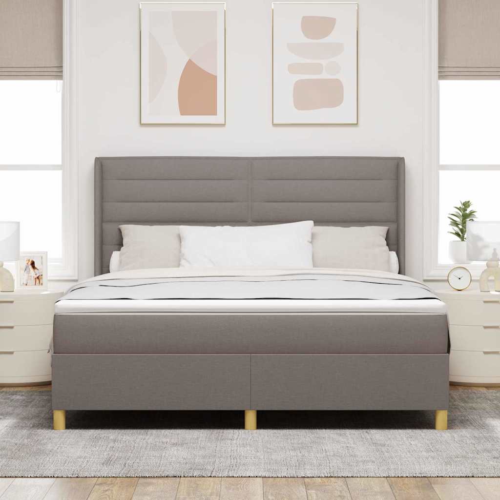 Boxspringbed met matras met hoofdeinde Taupe 180 x 200 cm Stof