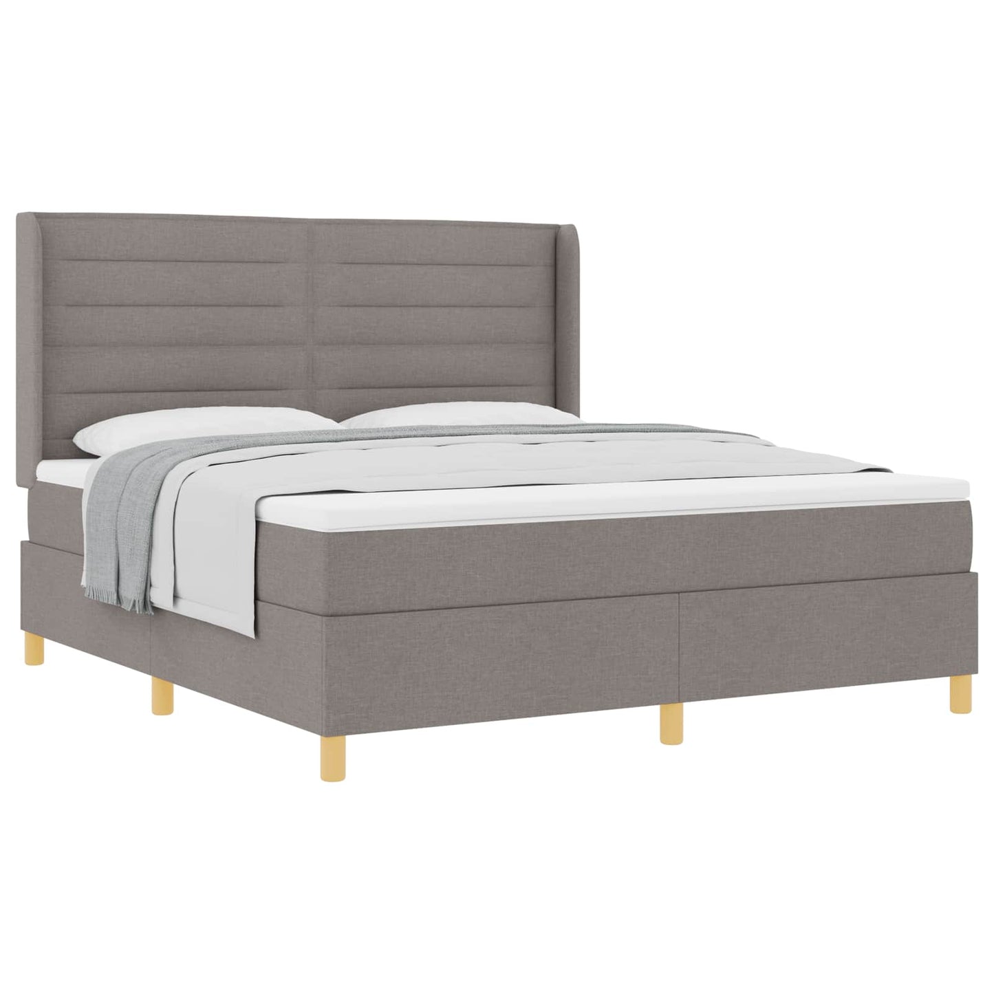 Boxspringbed met matras met hoofdeinde Taupe 180 x 200 cm Stof