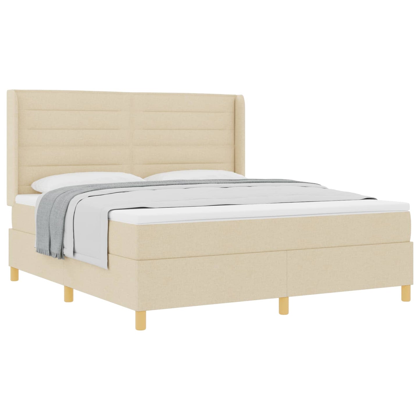 Boxspringbed met matras met hoofdeinde Crème 180 x 200 cm Stof is nu te koop bij PeponiXL, paradijselijk wonen!