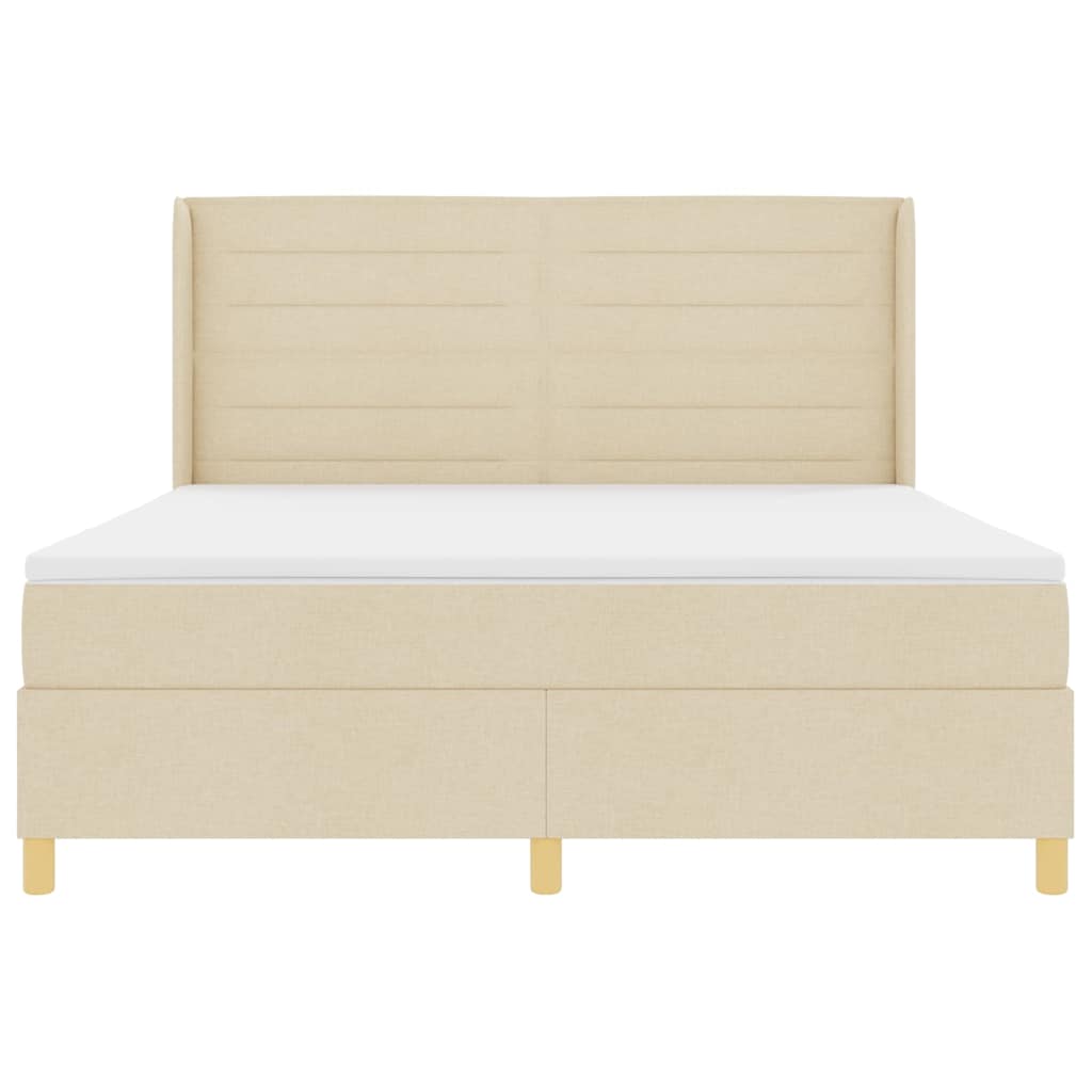 Boxspringbed met matras met hoofdeinde Crème 180 x 200 cm Stof is nu te koop bij PeponiXL, paradijselijk wonen!