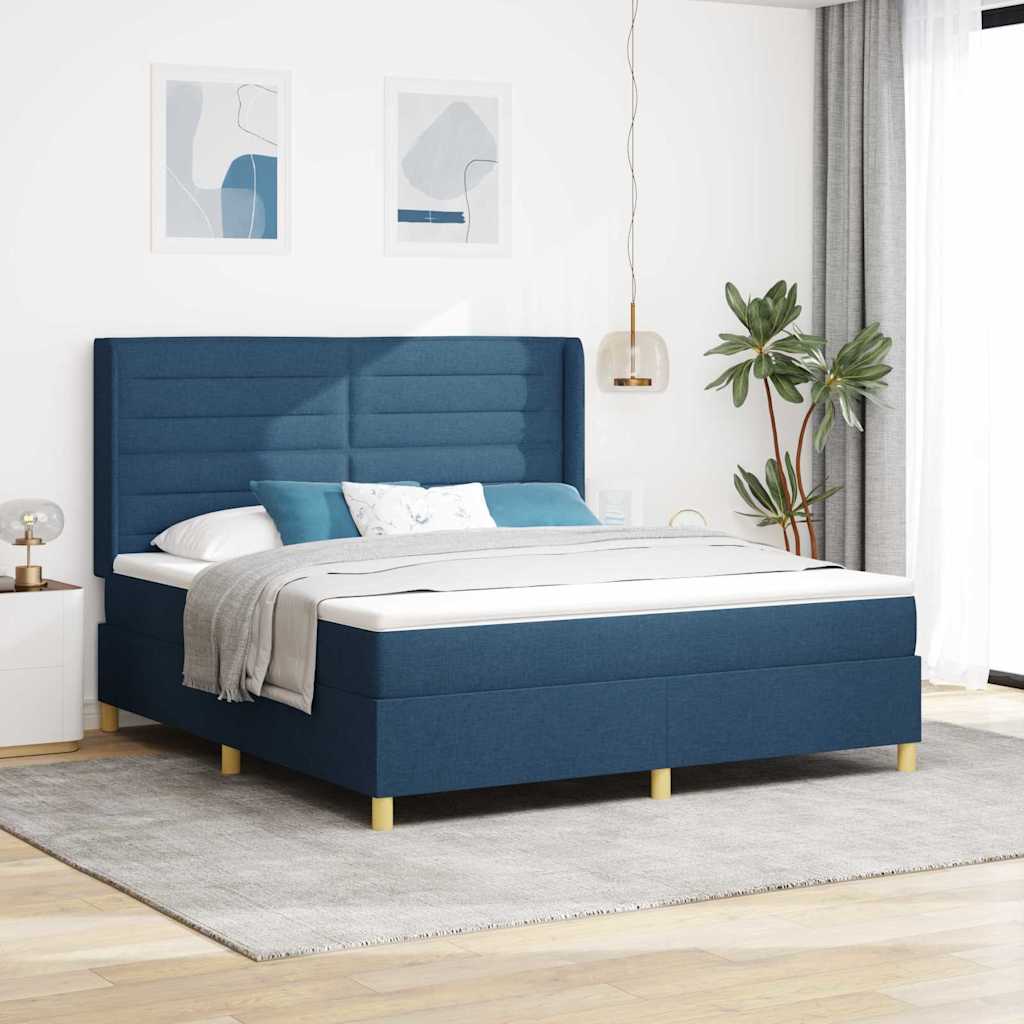 Boxspringbed met matras met hoofdeinde Blauw 180 x 200 cm Stof is nu te koop bij PeponiXL, paradijselijk wonen!