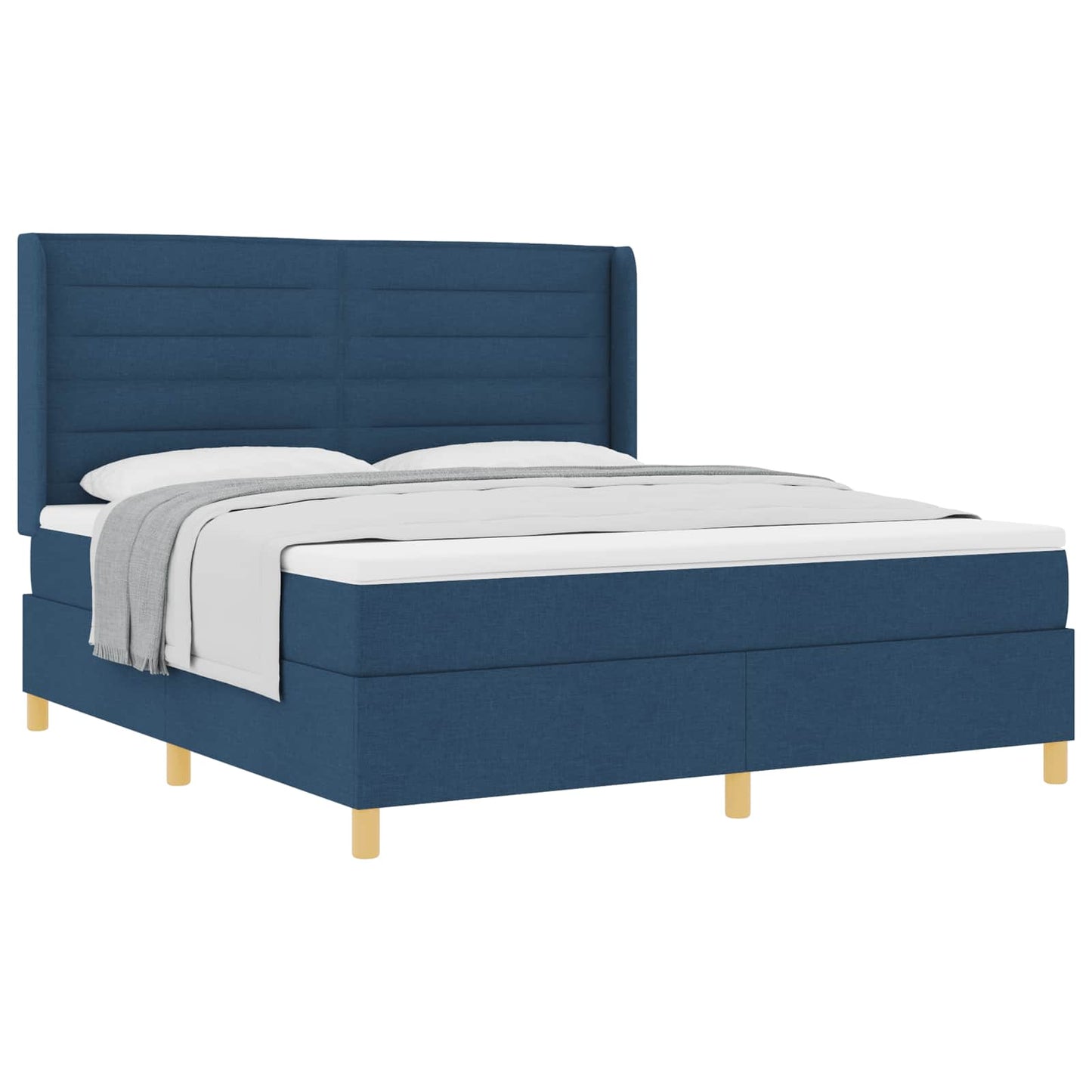 Boxspringbed met matras met hoofdeinde Blauw 180 x 200 cm Stof is nu te koop bij PeponiXL, paradijselijk wonen!