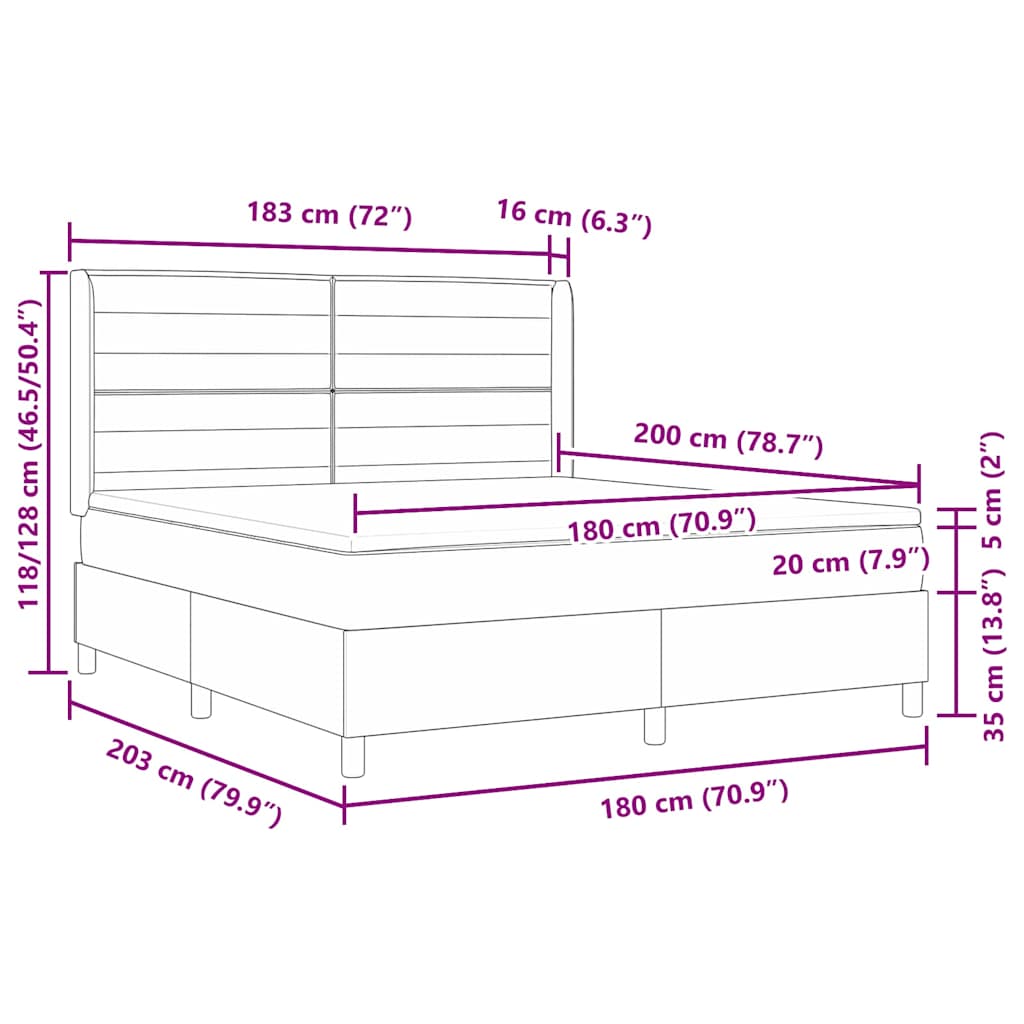 Boxspringbed met matras met hoofdeinde Blauw 180 x 200 cm Stof is nu te koop bij PeponiXL, paradijselijk wonen!