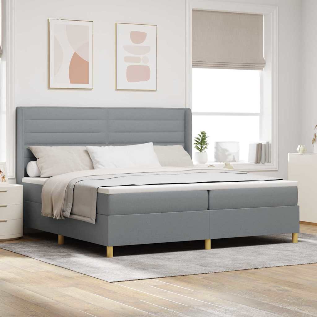 Boxspringbed met matras Lichtgrijs 200 x 200 cm Stof is nu te koop bij PeponiXL, paradijselijk wonen!
