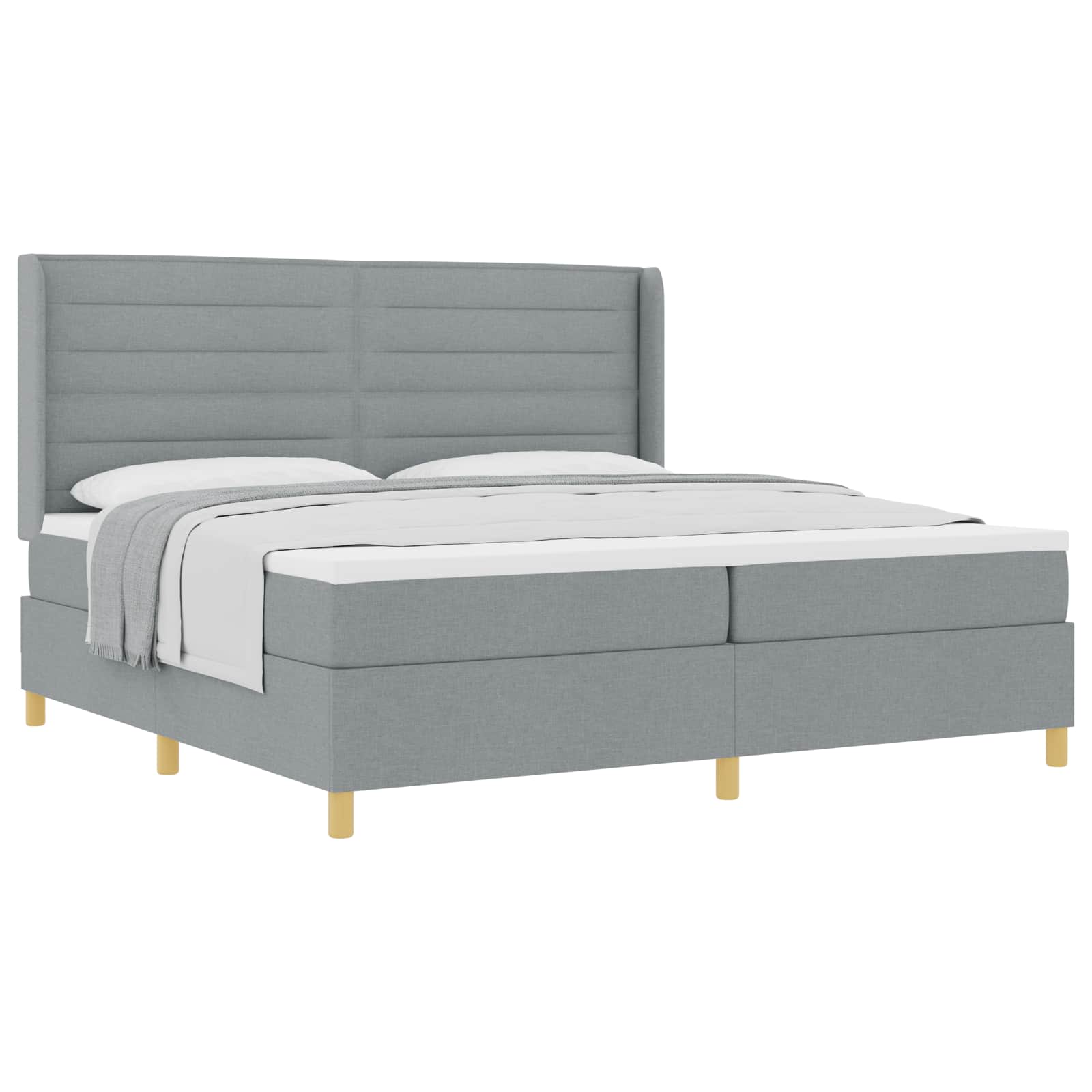 Boxspringbed met matras Lichtgrijs 200 x 200 cm Stof is nu te koop bij PeponiXL, paradijselijk wonen!