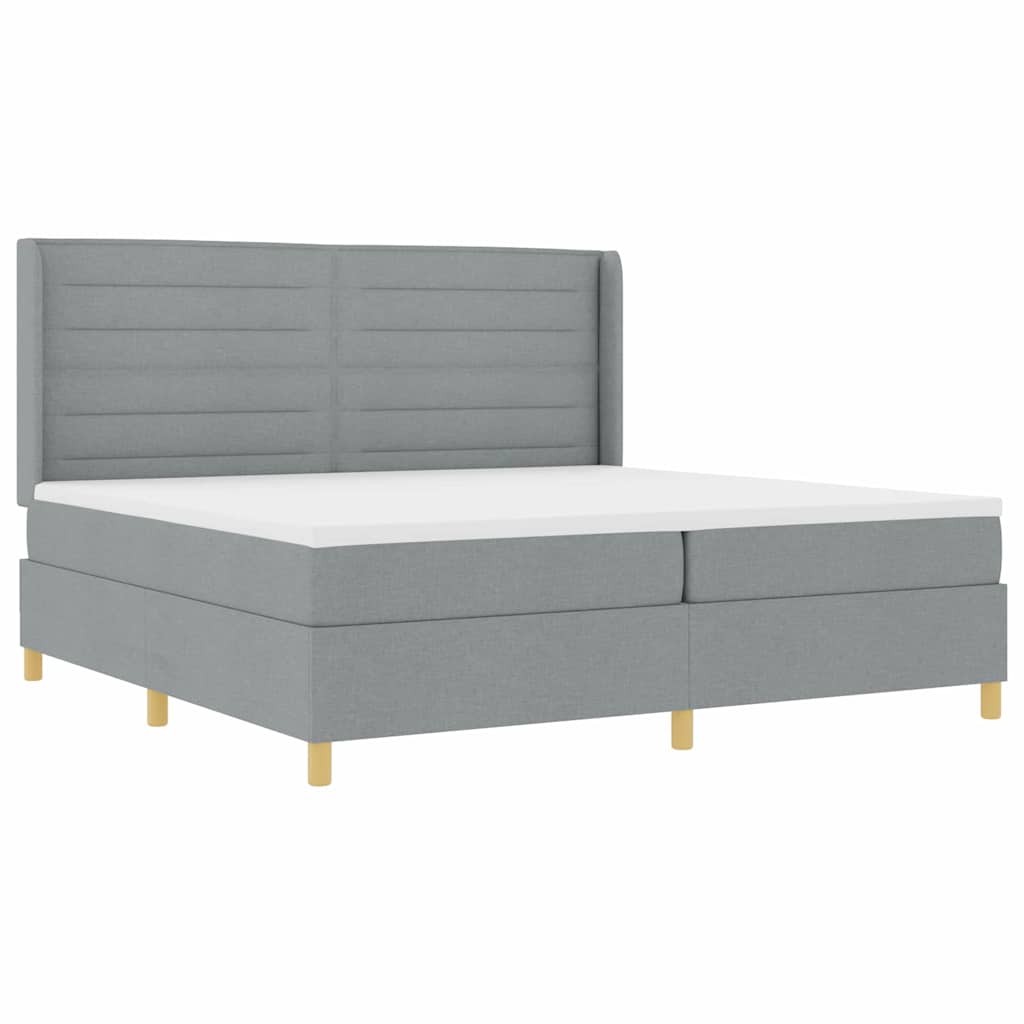 Boxspringbed met matras Lichtgrijs 200 x 200 cm Stof is nu te koop bij PeponiXL, paradijselijk wonen!