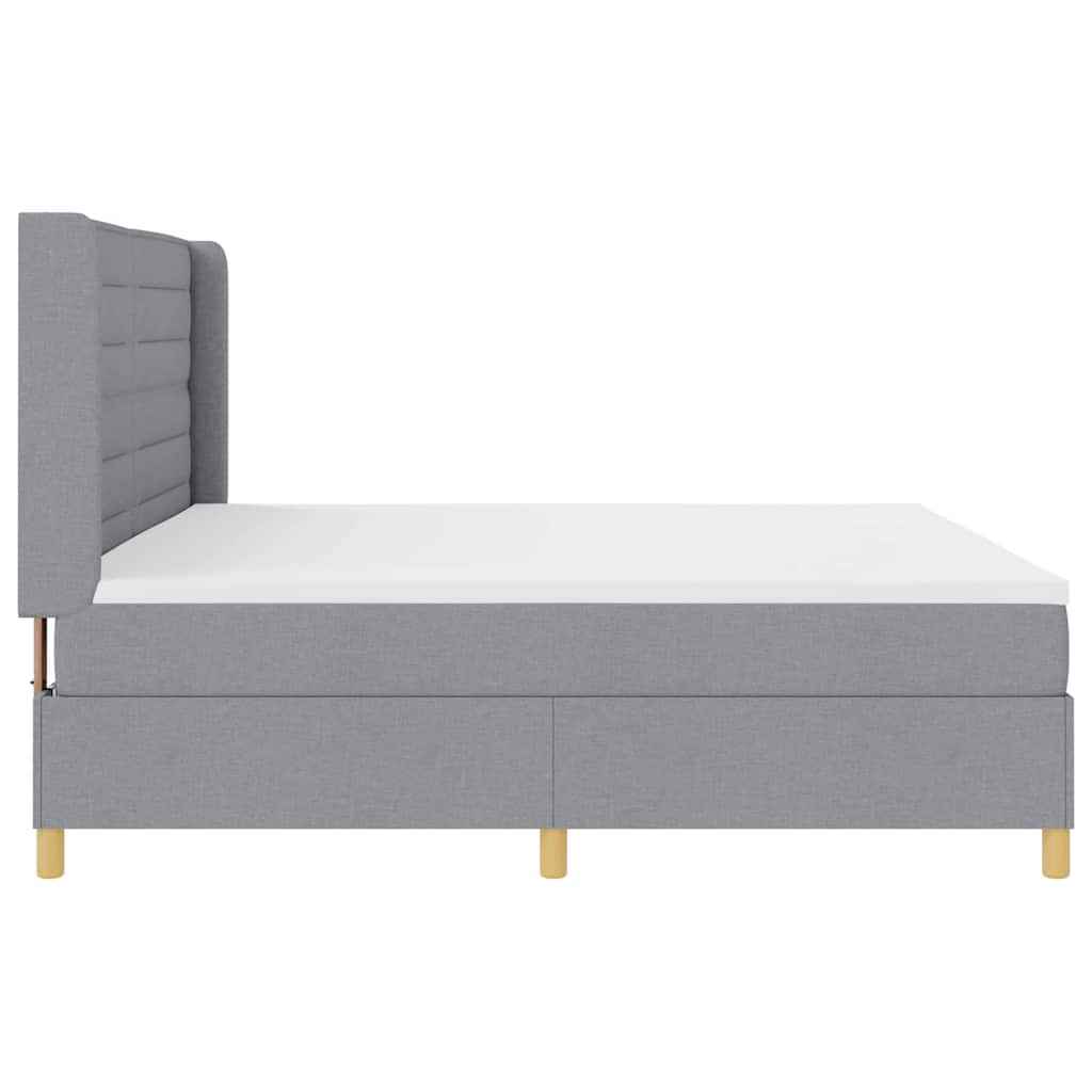Boxspringbed met matras Lichtgrijs 200 x 200 cm Stof is nu te koop bij PeponiXL, paradijselijk wonen!