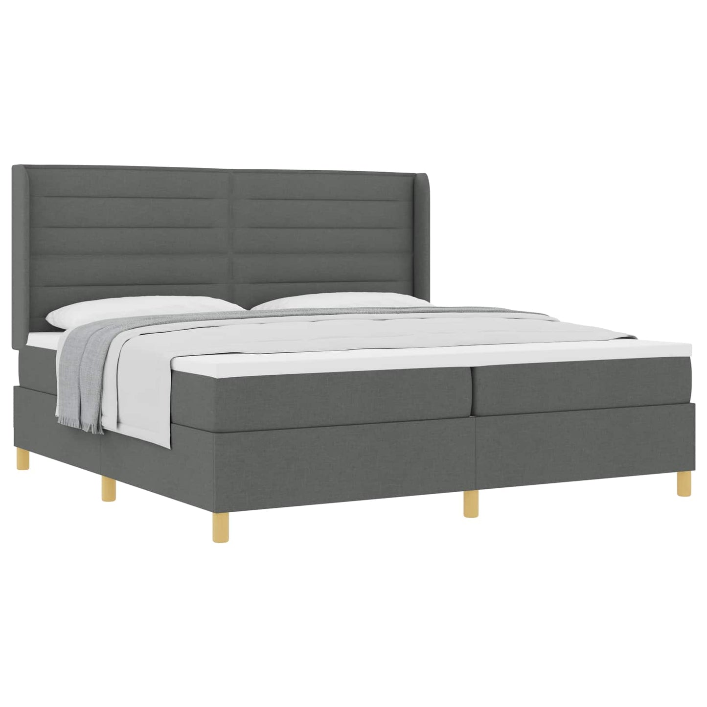 Boxspringbed met matras Donkergrijs 200 x 200 cm Stof is nu te koop bij PeponiXL, paradijselijk wonen!