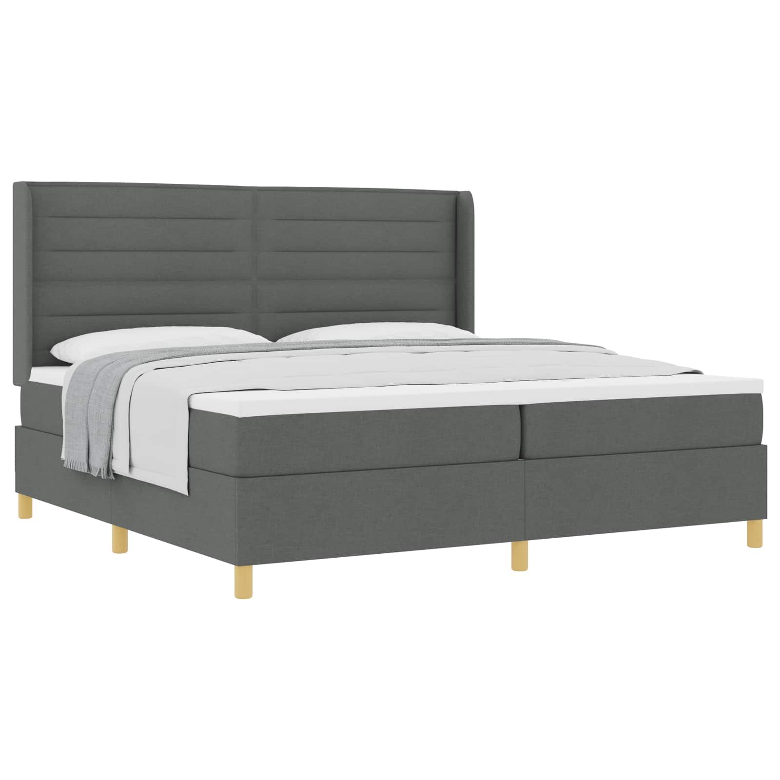 Boxspringbed met matras Donkergrijs 200 x 200 cm Stof is nu te koop bij PeponiXL, paradijselijk wonen!