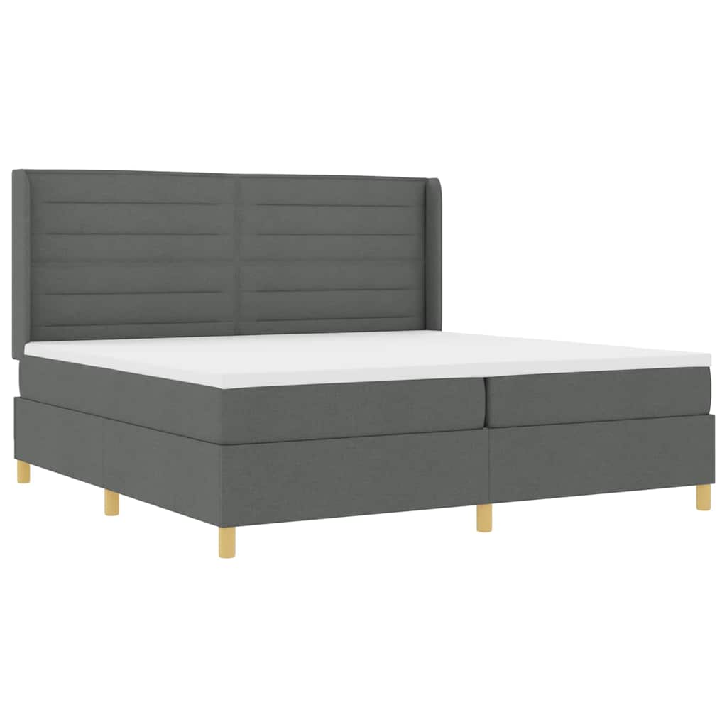 Boxspringbed met matras Donkergrijs 200 x 200 cm Stof is nu te koop bij PeponiXL, paradijselijk wonen!
