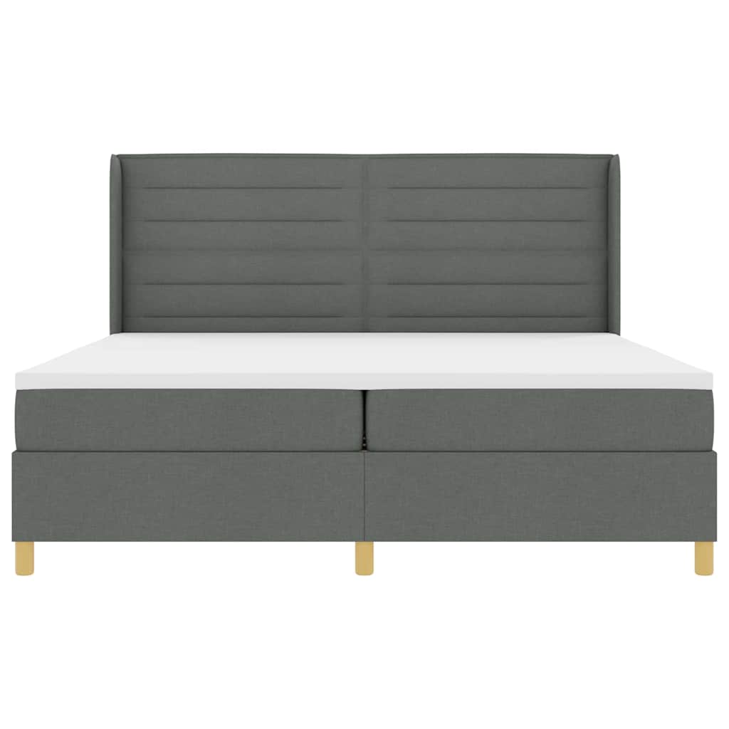 Boxspringbed met matras Donkergrijs 200 x 200 cm Stof is nu te koop bij PeponiXL, paradijselijk wonen!