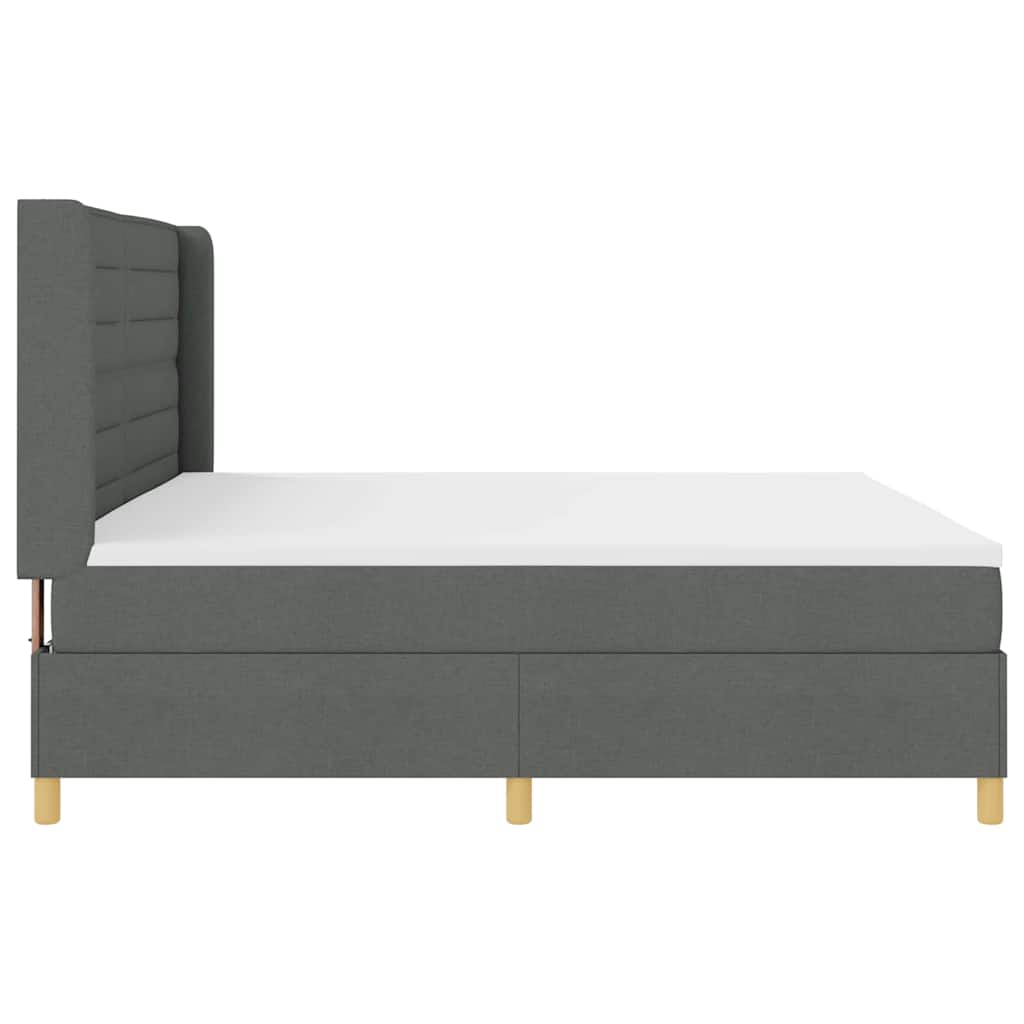 Boxspringbed met matras Donkergrijs 200 x 200 cm Stof is nu te koop bij PeponiXL, paradijselijk wonen!