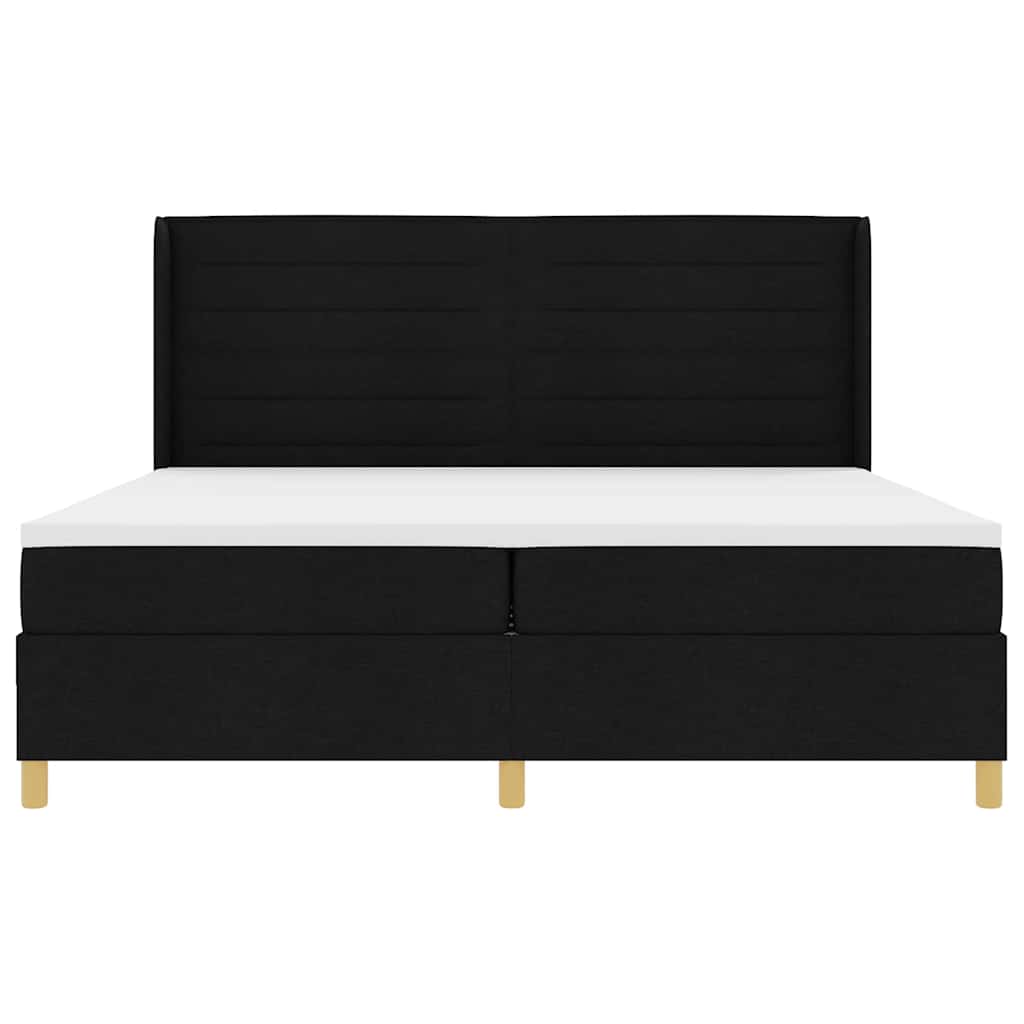 Boxspringbed met matras met hoofdeinde Zwart 200 x 200 cm Stof is nu te koop bij PeponiXL, paradijselijk wonen!