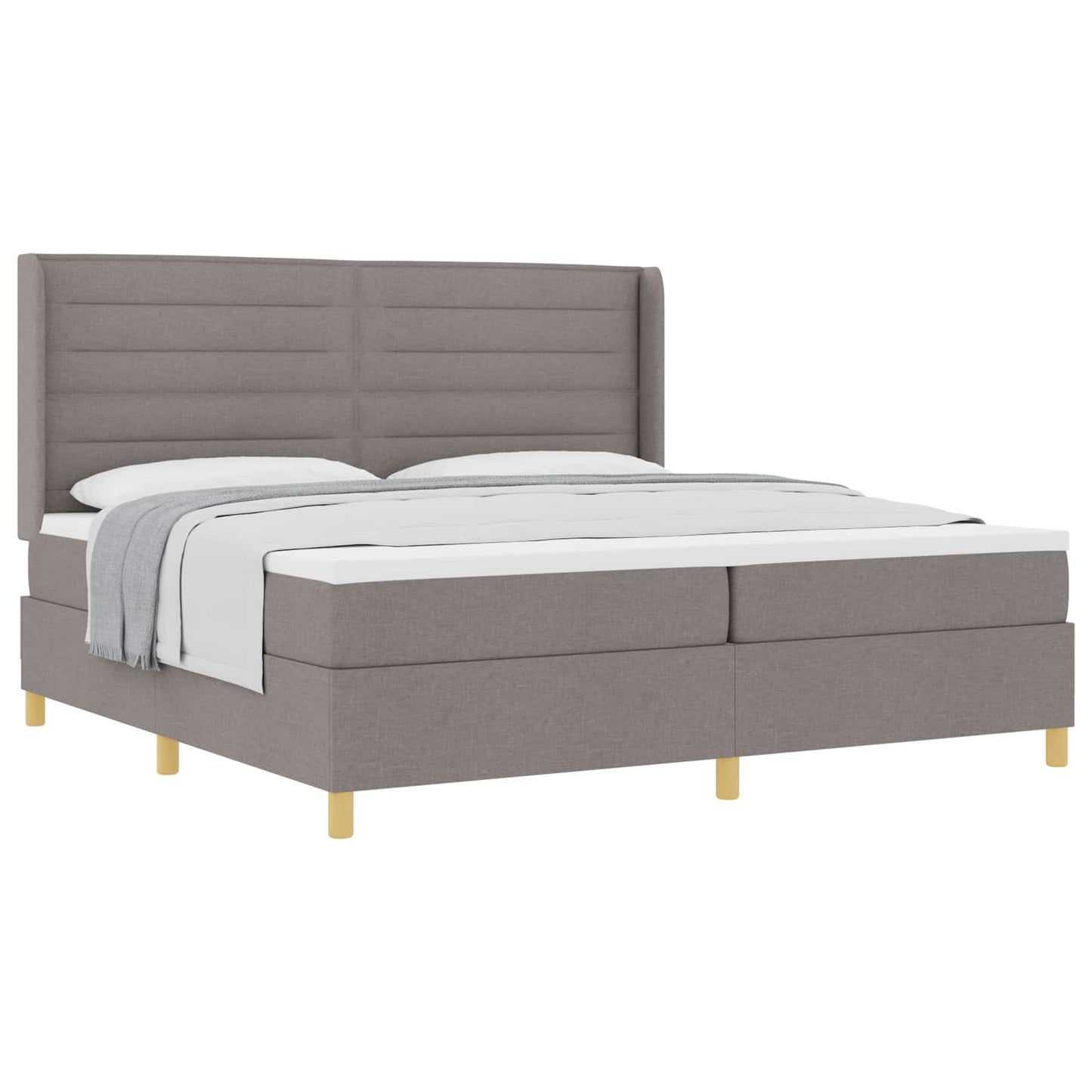 Boxspringbed met matras met hoofdeinde Taupe 200 x 200 cm Stof is nu te koop bij PeponiXL, paradijselijk wonen!