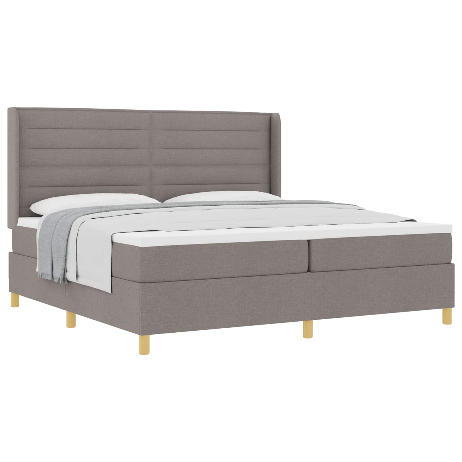 Boxspringbed met matras met hoofdeinde Taupe 200 x 200 cm Stof is nu te koop bij PeponiXL, paradijselijk wonen!