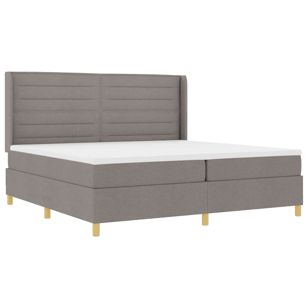Boxspringbed met matras met hoofdeinde Taupe 200 x 200 cm Stof is nu te koop bij PeponiXL, paradijselijk wonen!