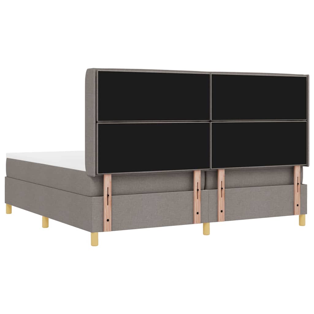 Boxspringbed met matras met hoofdeinde Taupe 200 x 200 cm Stof is nu te koop bij PeponiXL, paradijselijk wonen!
