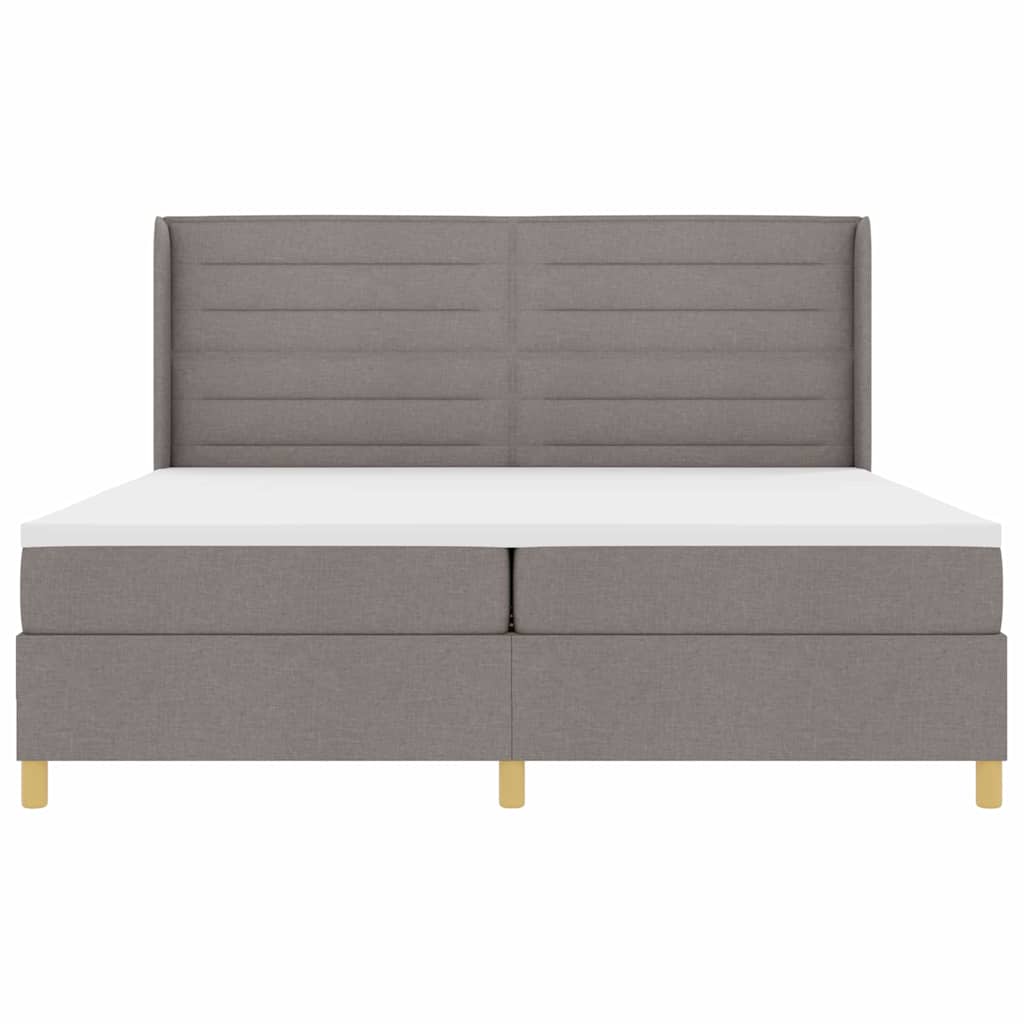 Boxspringbed met matras met hoofdeinde Taupe 200 x 200 cm Stof is nu te koop bij PeponiXL, paradijselijk wonen!