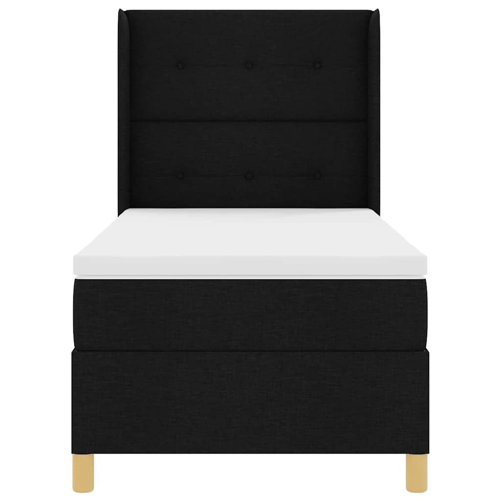 Boxspringbed met matras met hoofdeinde Zwart 80 x 200 cm Stof is nu te koop bij PeponiXL, paradijselijk wonen!