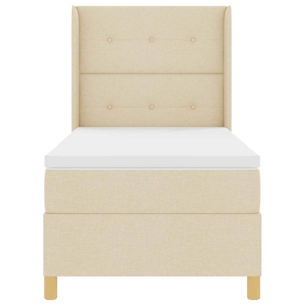 Boxspringbed met matras met hoofdeinde Crème 80 x 200 cm Stof is nu te koop bij PeponiXL, paradijselijk wonen!