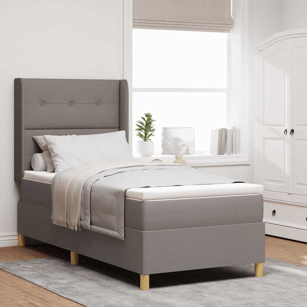 Boxspringbed met matras met hoofdeinde Taupe 90 x 190 cm Stof is nu te koop bij PeponiXL, paradijselijk wonen!