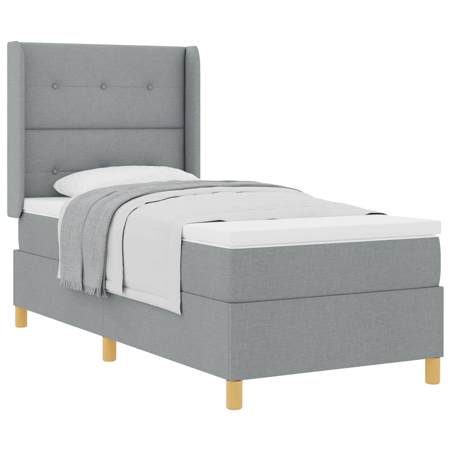 Boxspringbed met matras Lichtgrijs 90 x 200 cm Stof is nu te koop bij PeponiXL, paradijselijk wonen!