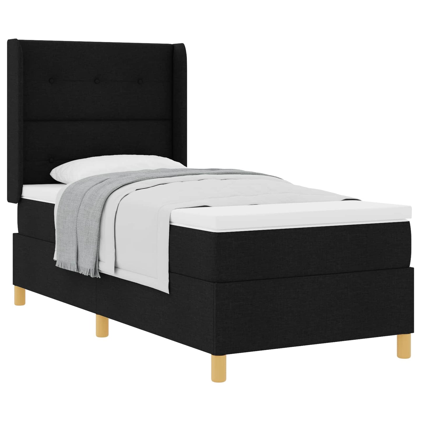 Boxspringbed met matras met hoofdeinde Zwart 90 x 200 cm Stof is nu te koop bij PeponiXL, paradijselijk wonen!