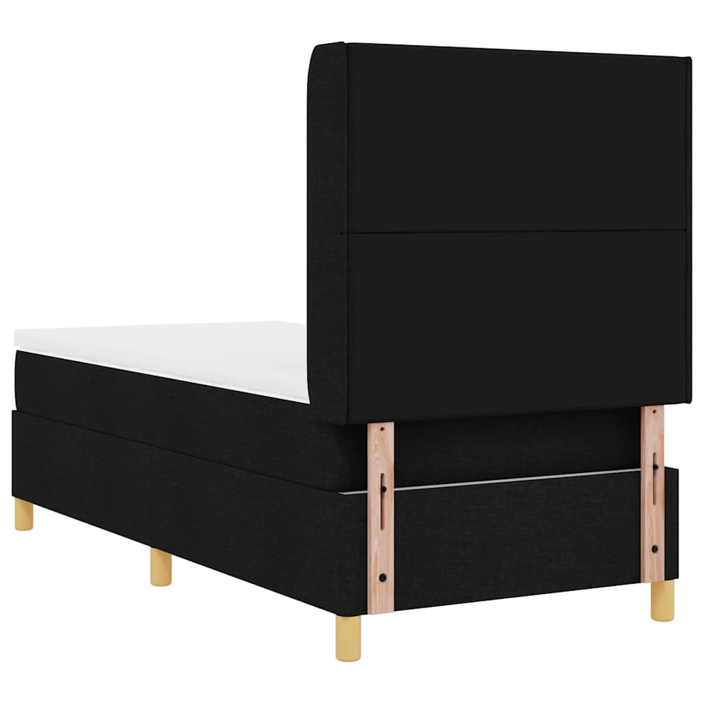 Boxspringbed met matras met hoofdeinde Zwart 90 x 200 cm Stof is nu te koop bij PeponiXL, paradijselijk wonen!