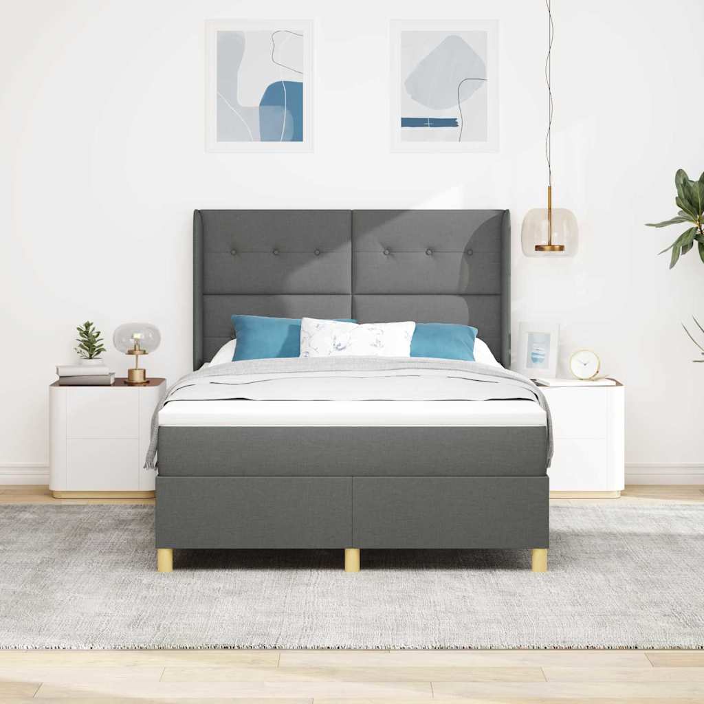 Boxspringbed met matras Donkergrijs 140 x 190 cm Stof is nu te koop bij PeponiXL, paradijselijk wonen!