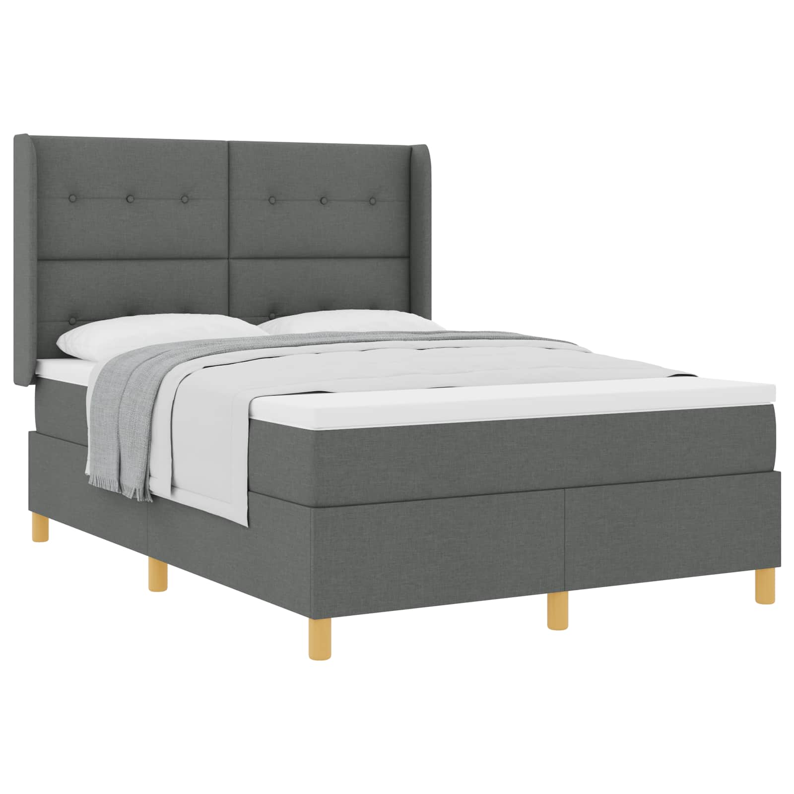 Boxspringbed met matras Donkergrijs 140 x 190 cm Stof is nu te koop bij PeponiXL, paradijselijk wonen!